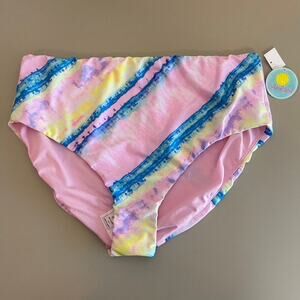 NWT Island Soul Pink Tye Dye Pull On Medium Coverage Bikini‎ Bottoms Sz 3X